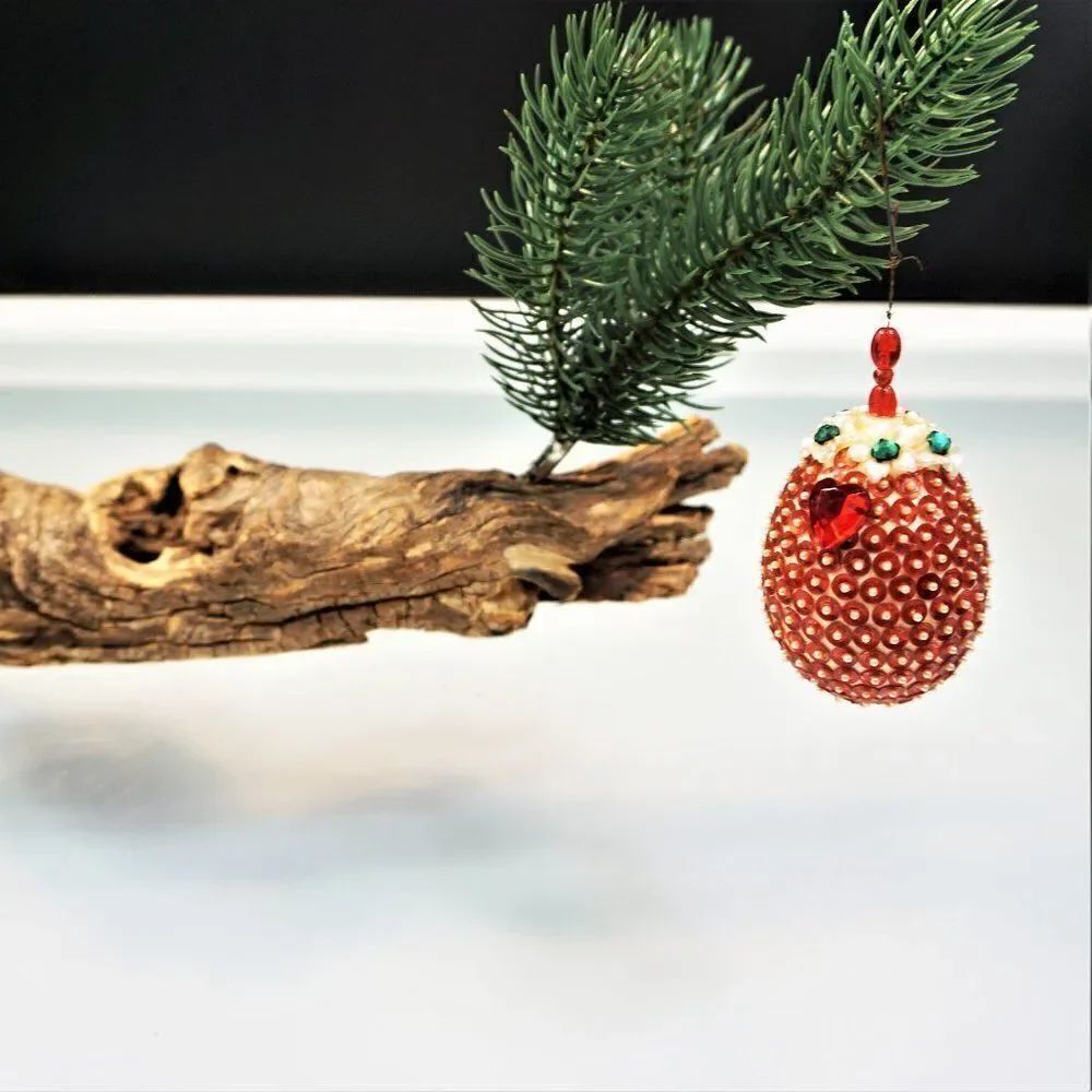 Christmas Ornament Sequined Jeweled Egg Vintage Tree Decoration